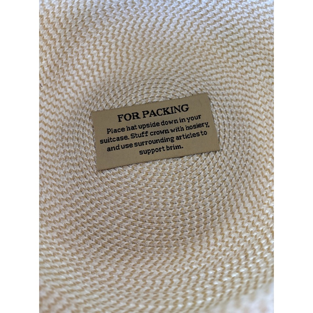 Eric Javits New York Squishee Straw Sun Hat Packable Cream Tan Wide Brim - Picture 3 of 8